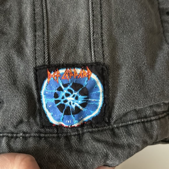 EUC Custom Def Leopard Button-up Denim Jean Jacket Junk Food Size L Metal Rock - Picture 4 of 6
